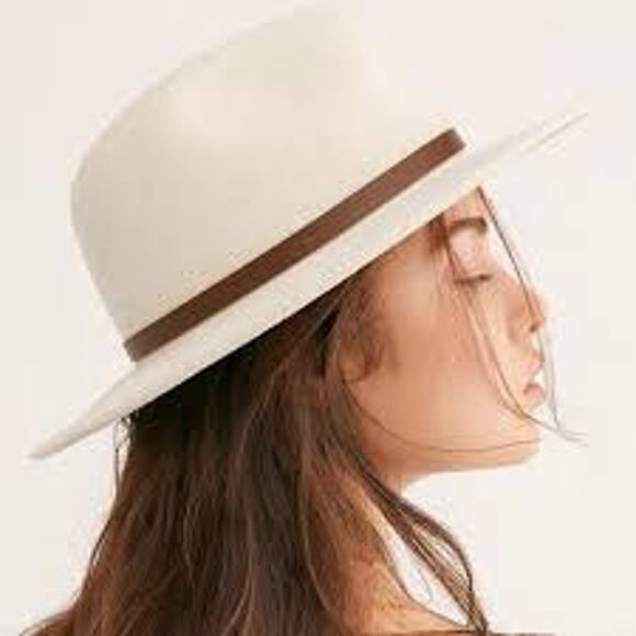 FREE PEOPLE Wythe Hat in French Vanilla Leather Band BOHO FESTIVAL - Picture 6 of 6